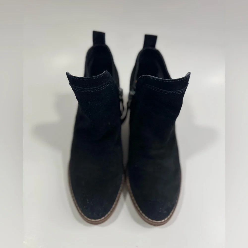Sam Edelman Women’s Size 6 Black Suede ‘Mathia’ Stacked Heel Side Zip Ankle Boot